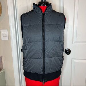 anana Republic Mens Medium Quilted Puffer Vest, Dark Gray Black, Pockets, lined
